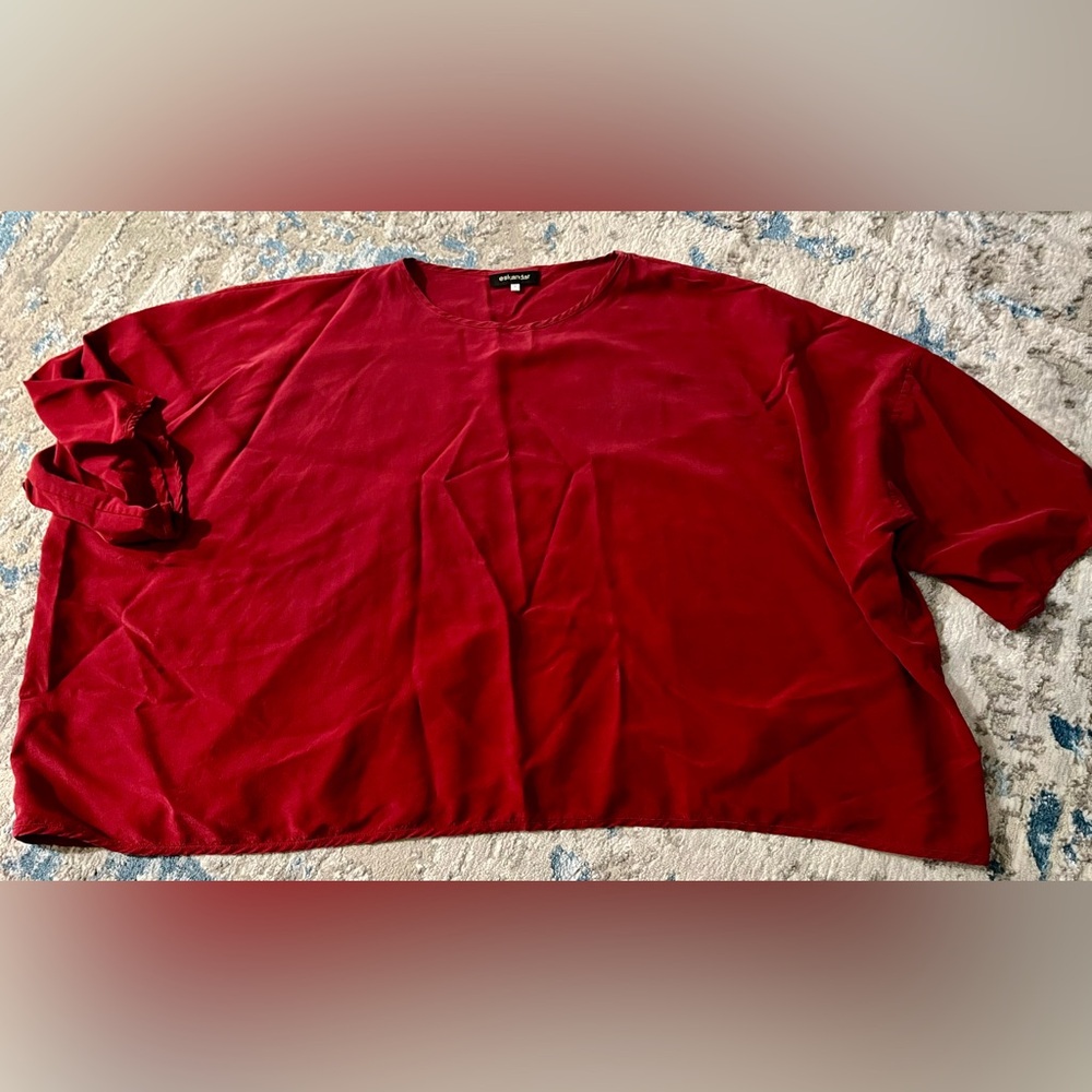 Eskandar Rich Red 100% Silk Top. Size 1